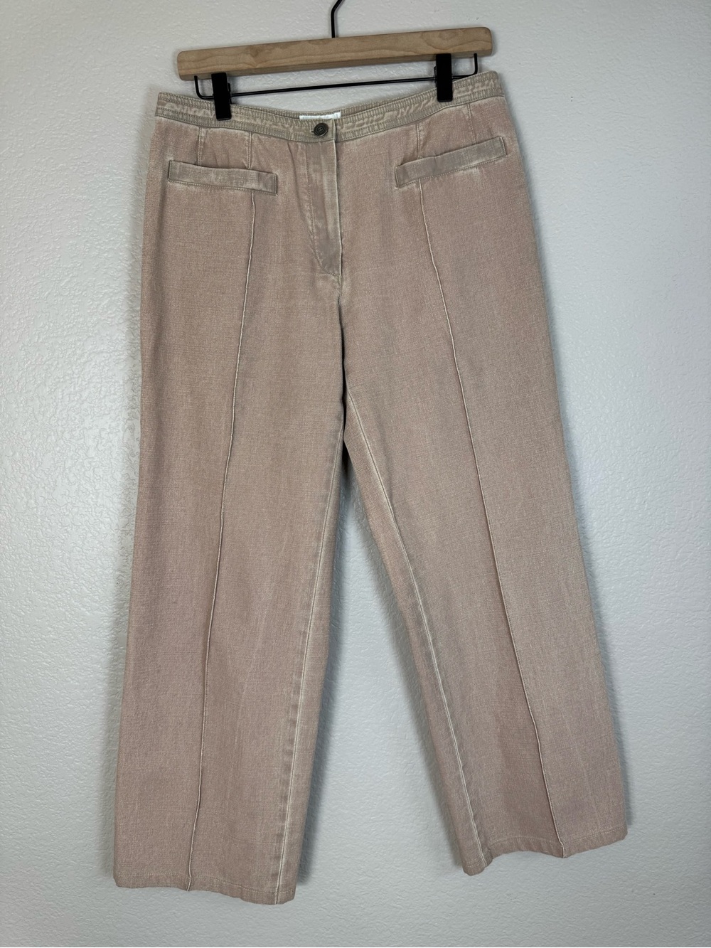 Chanel Vintage 2000’s Era Y2K Wide Leg Cotton Jeans Tan Pink Beige size 42 US 10